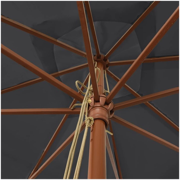 Parasoll med trästång 300x300x273 cm svart vidaXL – bild 5