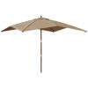 Parasoll med trästång 300x300x273 cm taupe vidaXL – miniatyr 2
