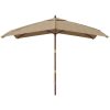 Parasoll med trästång 300x300x273 cm taupe vidaXL – miniatyr 3