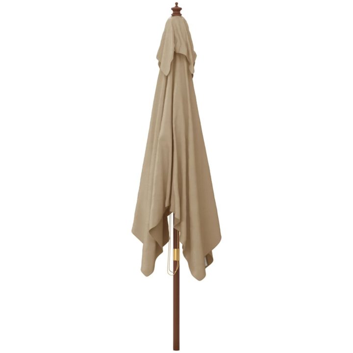 Parasoll med trästång 300x300x273 cm taupe vidaXL – bild 4