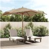 Parasoll med trästång 300x300x273 cm taupe vidaXL – miniatyr 1