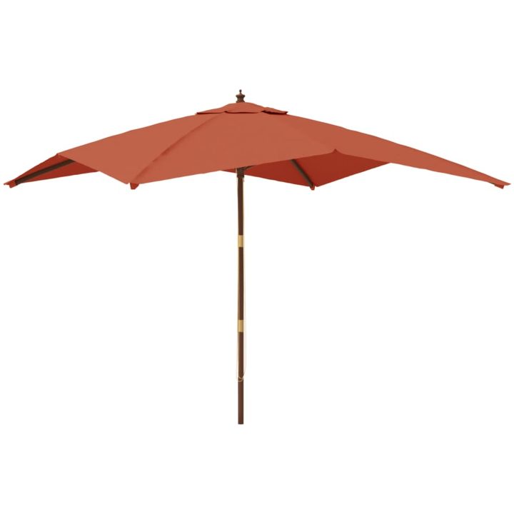 Parasoll med trästång 300x300x273 cm terrakotta vidaXL – bild 2