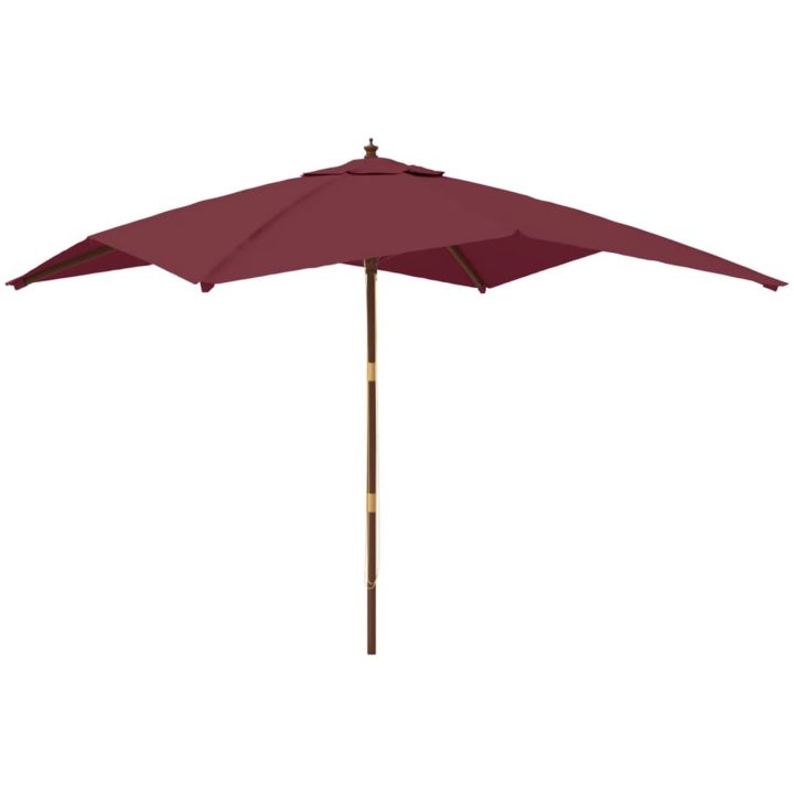 Parasoll med trästång 300x300x273 cm vinröd vidaXL – bild 2