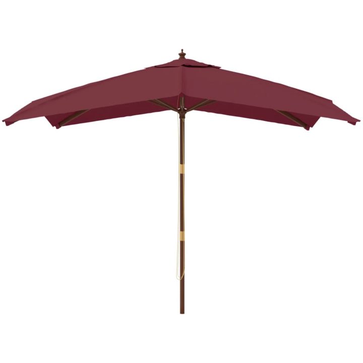 Parasoll med trästång 300x300x273 cm vinröd vidaXL – bild 3