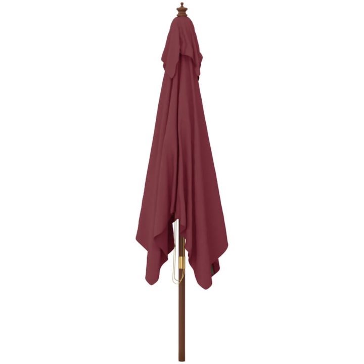 Parasoll med trästång 300x300x273 cm vinröd vidaXL – bild 4