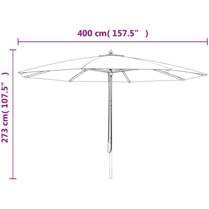 Parasoll med trästång 400x273 cm antracit vidaXL – bild 8