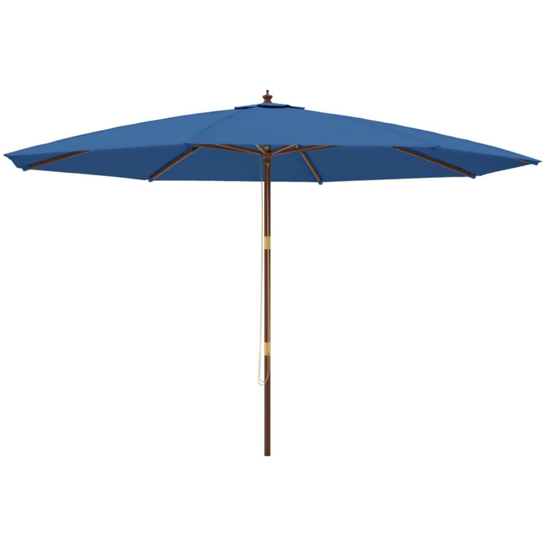 Parasoll med trästång 400x273 cm azurblå vidaXL – bild 2