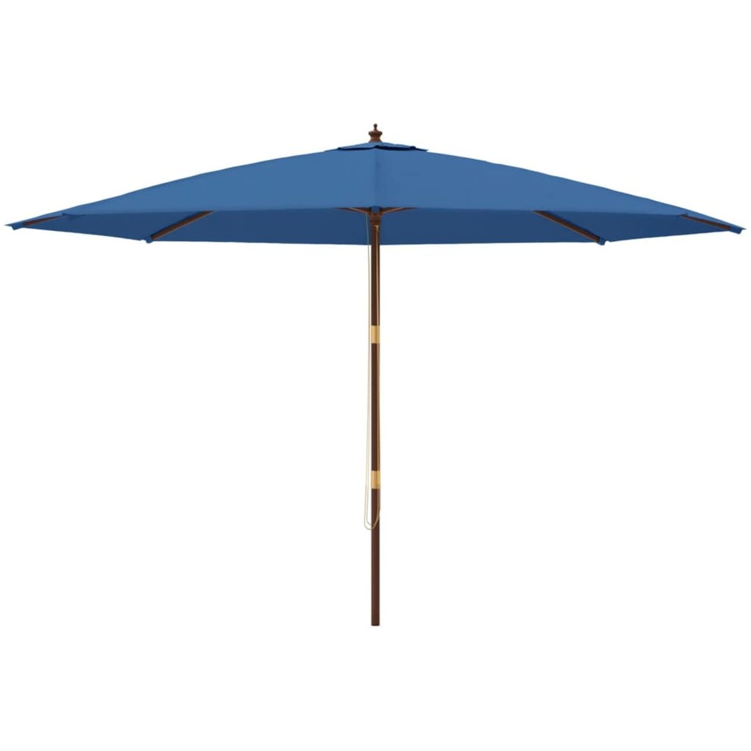 Parasoll med trästång 400x273 cm azurblå vidaXL – bild 3