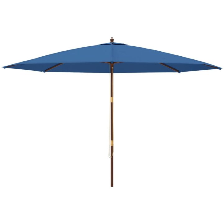Parasoll med trästång 400x273 cm azurblå vidaXL – bild 3