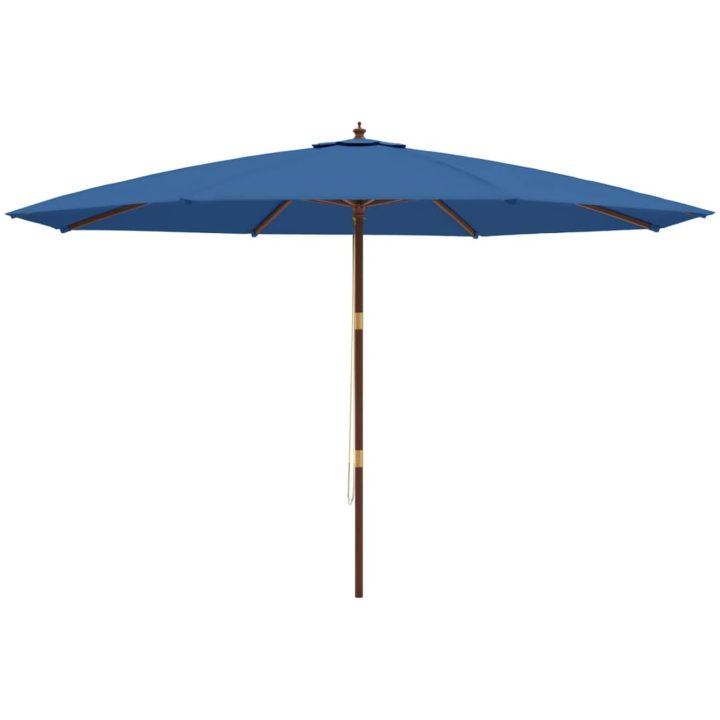 Parasoll med trästång 400x273 cm azurblå vidaXL – bild 4