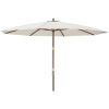 Parasoll med trästång 400x273 cm sandfärgad vidaXL – miniatyr 2