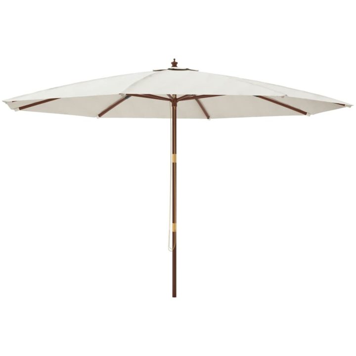 Parasoll med trästång 400x273 cm sandfärgad vidaXL – bild 2