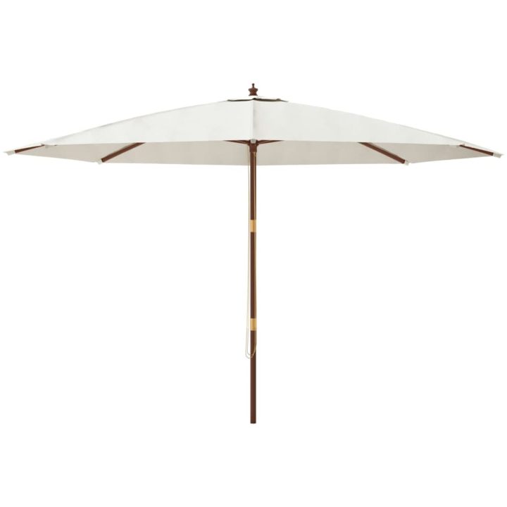 Parasoll med trästång 400x273 cm sandfärgad vidaXL – bild 3