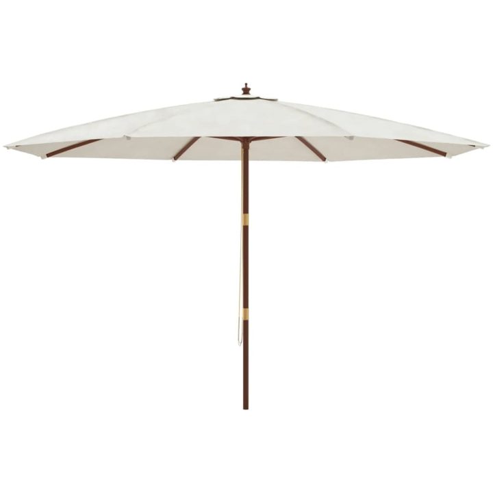 Parasoll med trästång 400x273 cm sandfärgad vidaXL – bild 4