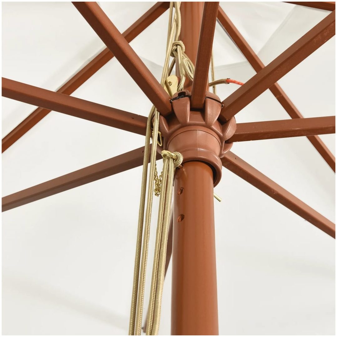Parasoll med trästång 400x273 cm sandfärgad vidaXL – bild 6