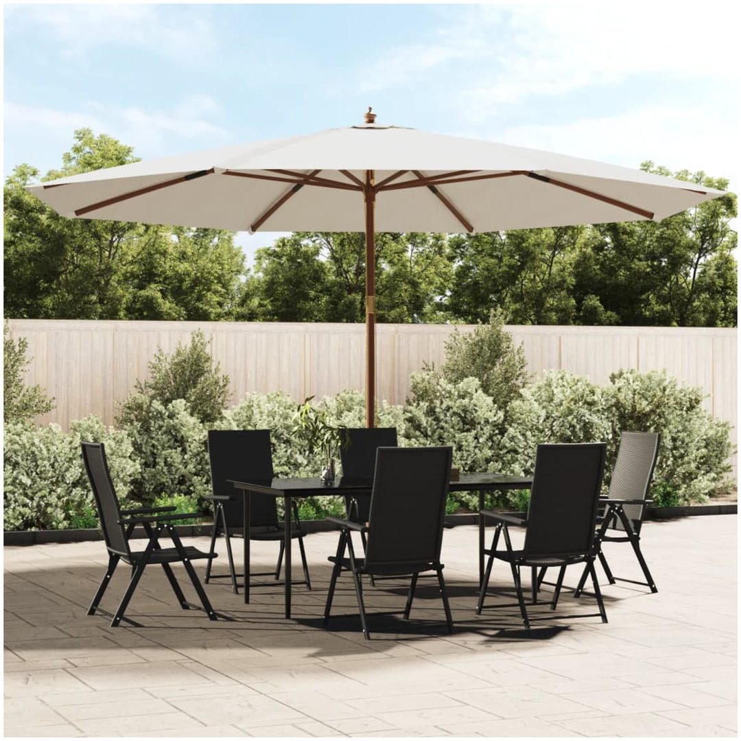 Parasoll med trästång 400x273 cm sandfärgad vidaXL