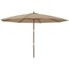 Parasoll med trästång 400x273 cm taupe vidaXL – miniatyr 2