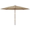 Parasoll med trästång 400x273 cm taupe vidaXL – miniatyr 3