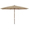 Parasoll med trästång 400x273 cm taupe vidaXL – miniatyr 4