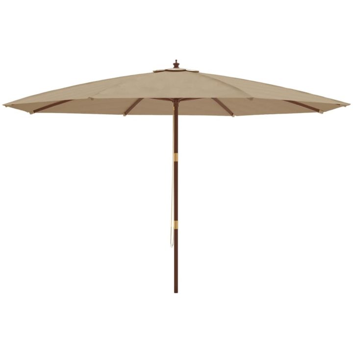 Parasoll med trästång 400x273 cm taupe vidaXL – bild 4