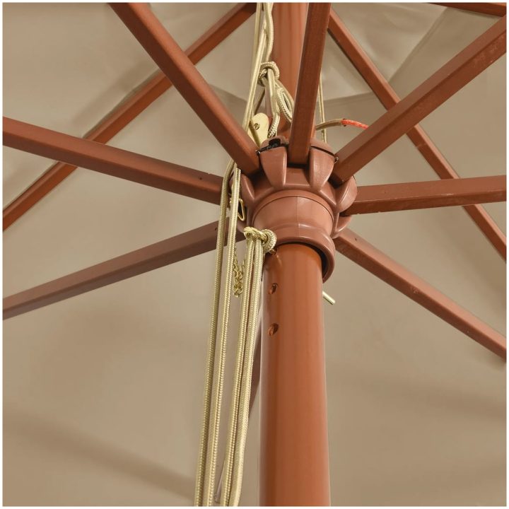 Parasoll med trästång 400x273 cm taupe vidaXL – bild 6
