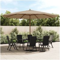 Parasoll med trästång 400x273 cm taupe vidaXL