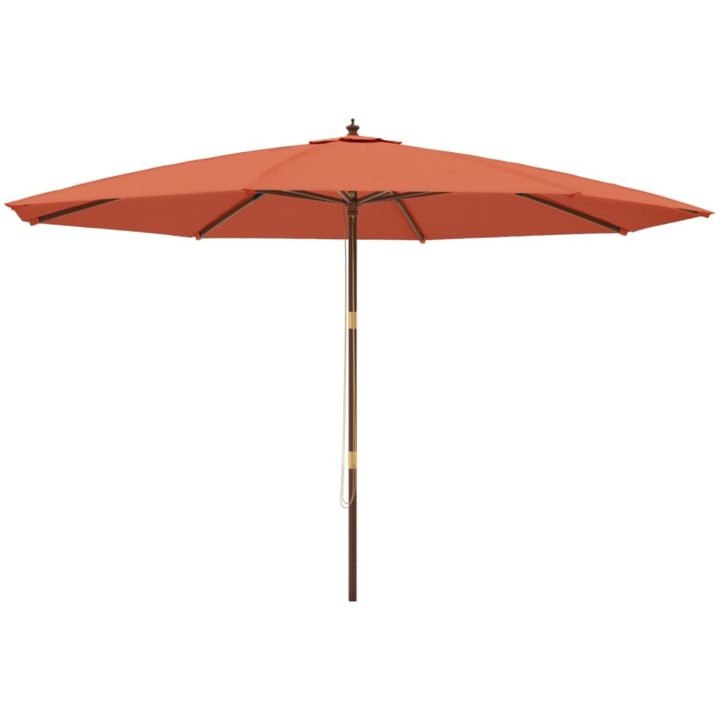 Parasoll med trästång 400x273 cm terrakotta vidaXL – bild 2