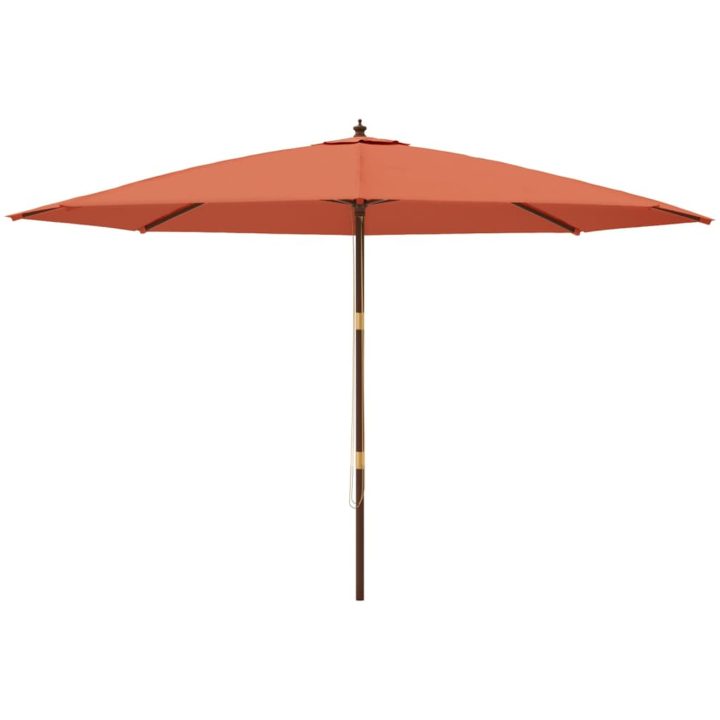 Parasoll med trästång 400x273 cm terrakotta vidaXL – bild 3