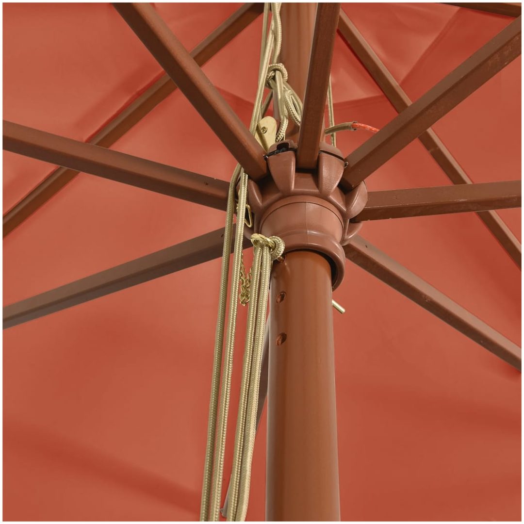 Parasoll med trästång 400x273 cm terrakotta vidaXL – bild 6