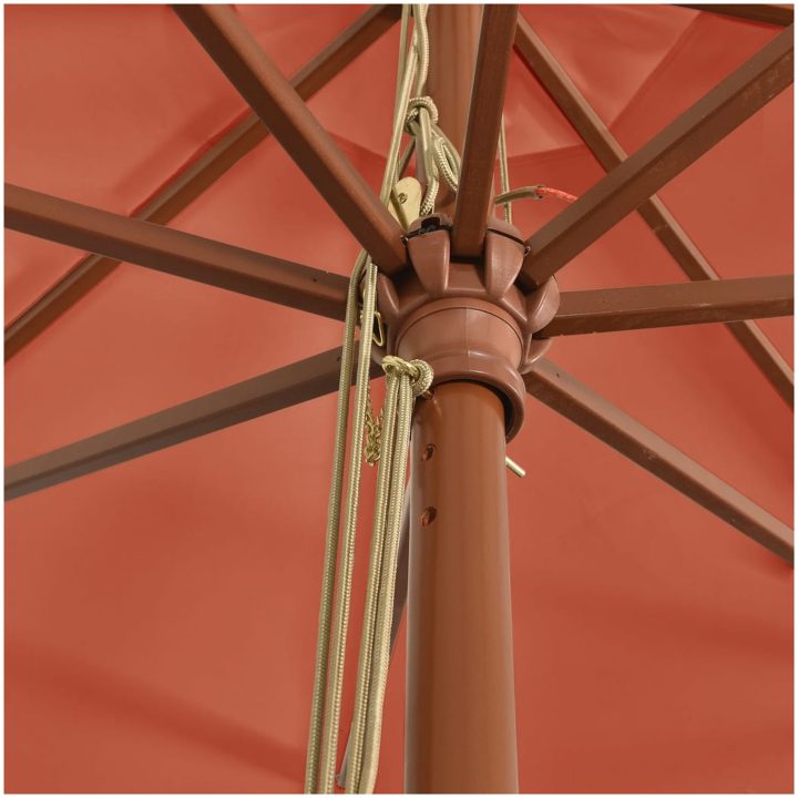 Parasoll med trästång 400x273 cm terrakotta vidaXL – bild 6