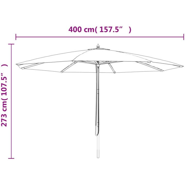Parasoll med trästång 400x273 cm terrakotta vidaXL – bild 8