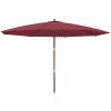 Parasoll med trästång 400x273 cm vinröd vidaXL – miniatyr 2