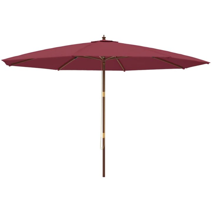 Parasoll med trästång 400x273 cm vinröd vidaXL – bild 2