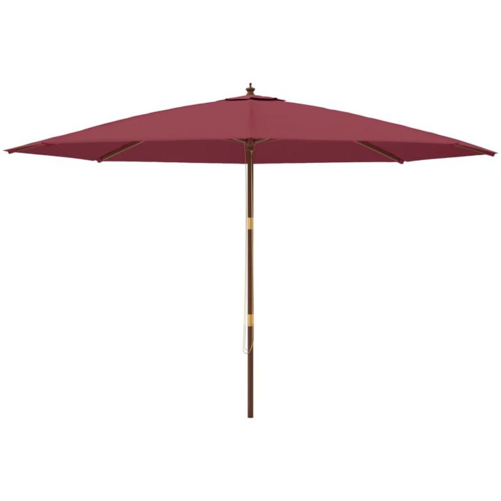Parasoll med trästång 400x273 cm vinröd vidaXL – bild 3