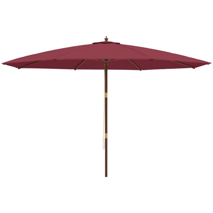 Parasoll med trästång 400x273 cm vinröd vidaXL – bild 4
