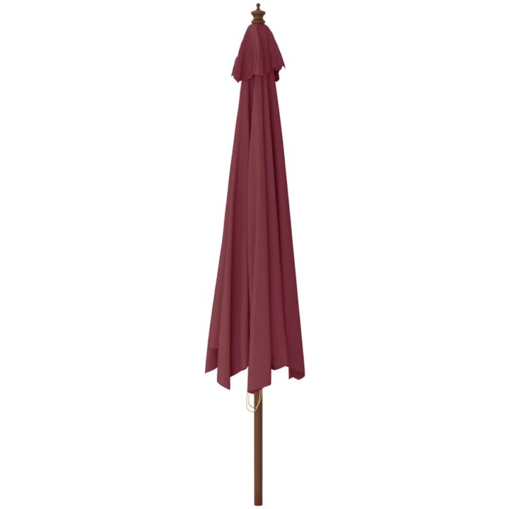 Parasoll med trästång 400x273 cm vinröd vidaXL – bild 5