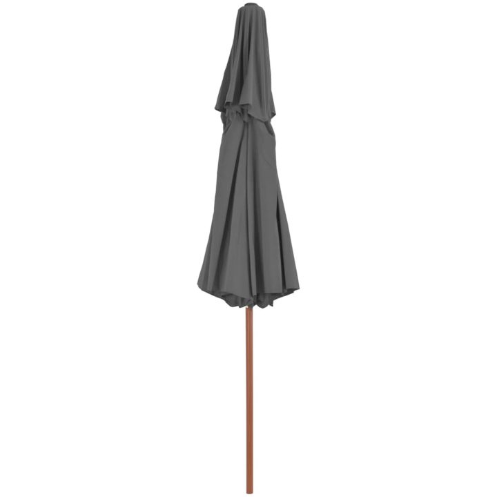 Parasoll med två nivåer 270 cm trästång antracit vidaXL – bild 4