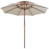 Parasoll med två nivåer 270x270 cm trästång gräddvit vidaXL – miniatyr 2
