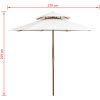 Parasoll med två nivåer 270x270 cm trästång gräddvit vidaXL – miniatyr 6