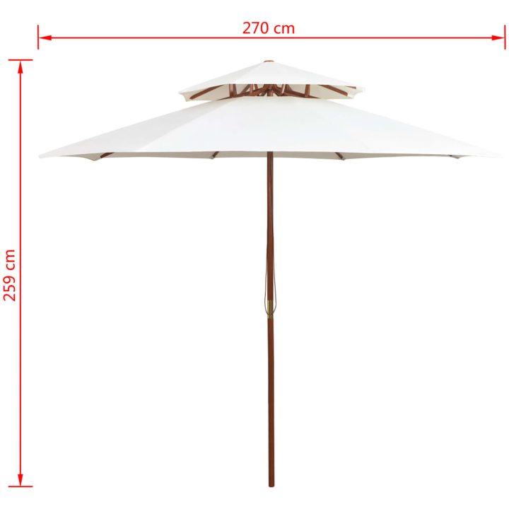Parasoll med två nivåer 270x270 cm trästång gräddvit vidaXL – bild 6
