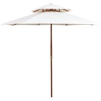 Parasoll med två nivåer 270x270 cm trästång gräddvit vidaXL