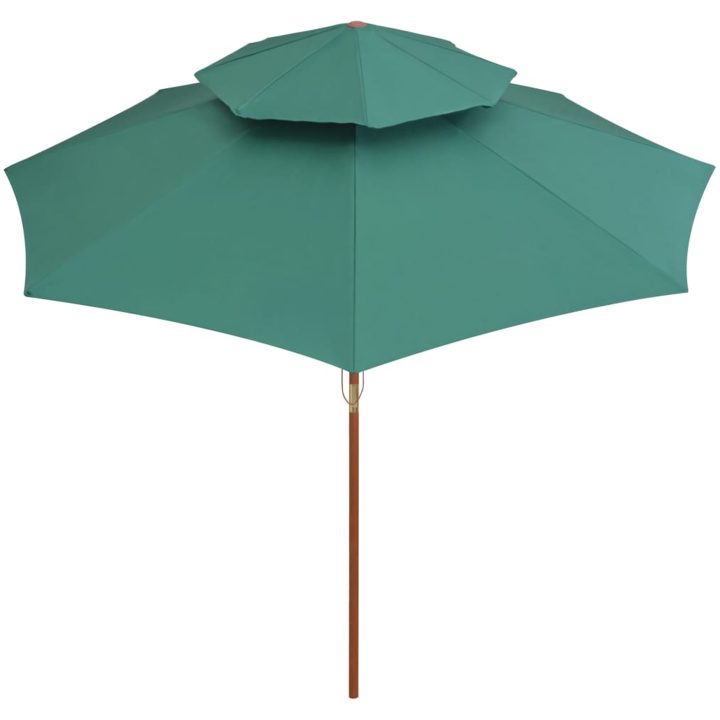 Parasoll med två nivåer 270x270 cm trästång grön vidaXL – bild 3