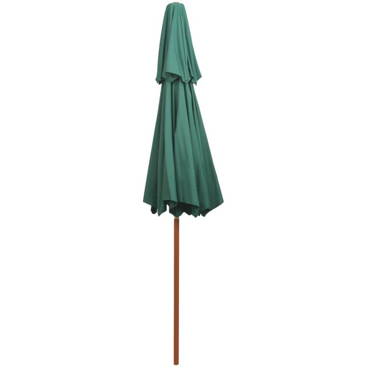 Parasoll med två nivåer 270x270 cm trästång grön vidaXL – bild 4