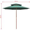 Parasoll med två nivåer 270x270 cm trästång grön vidaXL – miniatyr 6