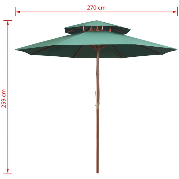 Parasoll med två nivåer 270x270 cm trästång grön vidaXL – bild 6