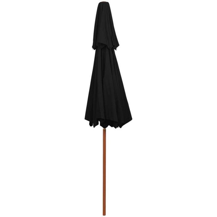 Parasoll med två nivåer trästång svart 270 cm vidaXL – bild 4