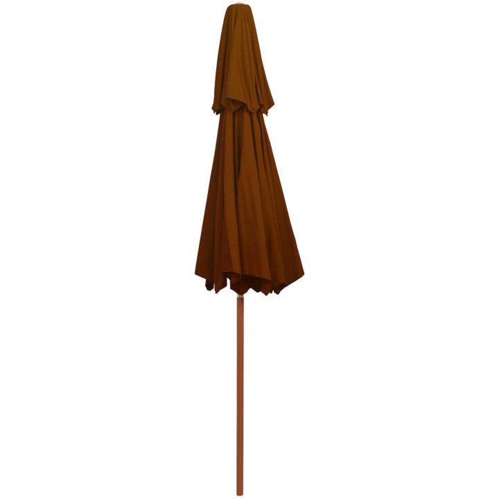 Parasoll med två nivåer trästång terrakotta 270 cm vidaXL – bild 4