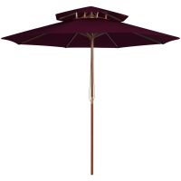 Parasoll med två nivåer trästång vinröd 270 cm vidaXL
