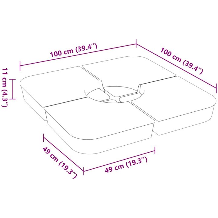 Parasollbassats 4 delar för korsstativ 100 kg PP vidaXL – bild 8
