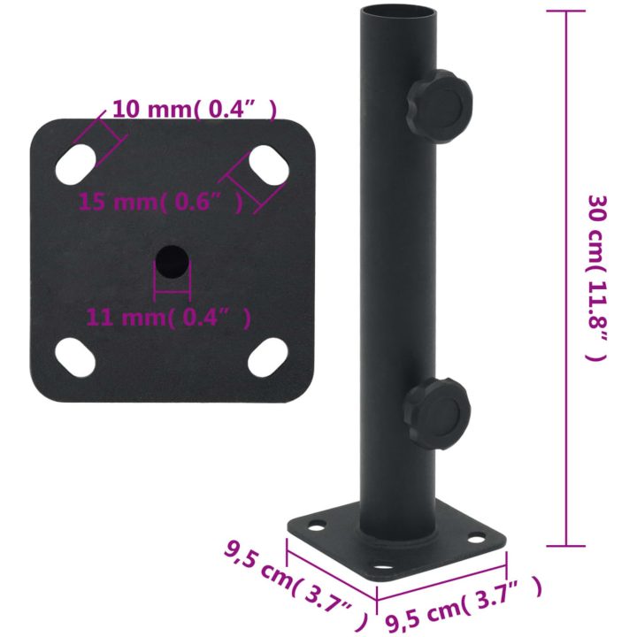 Parasollfot för ⌀32/34/38 mm stolpe matt svart stål vidaXL – bild 6